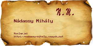 Nádassy Mihály névjegykártya